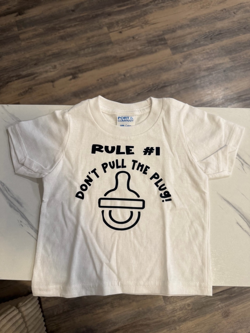 Kids White "Rule #1 Don't Pull The Plug" Graphic Tee